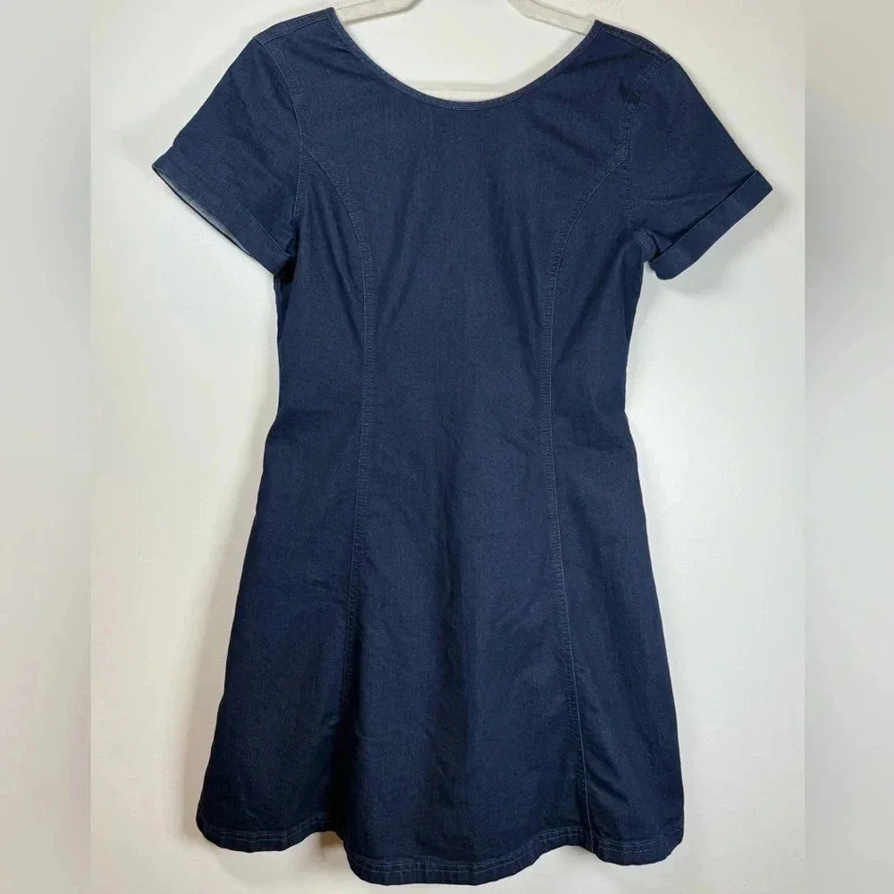 Mavi Navy Blue Short Sleeve A-Line Dress